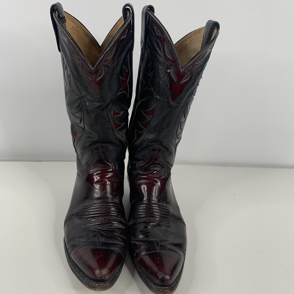 Dan Post Western Boots Mens 9D Black Cherry Leather Rodeo Cowboy 9152050 16729